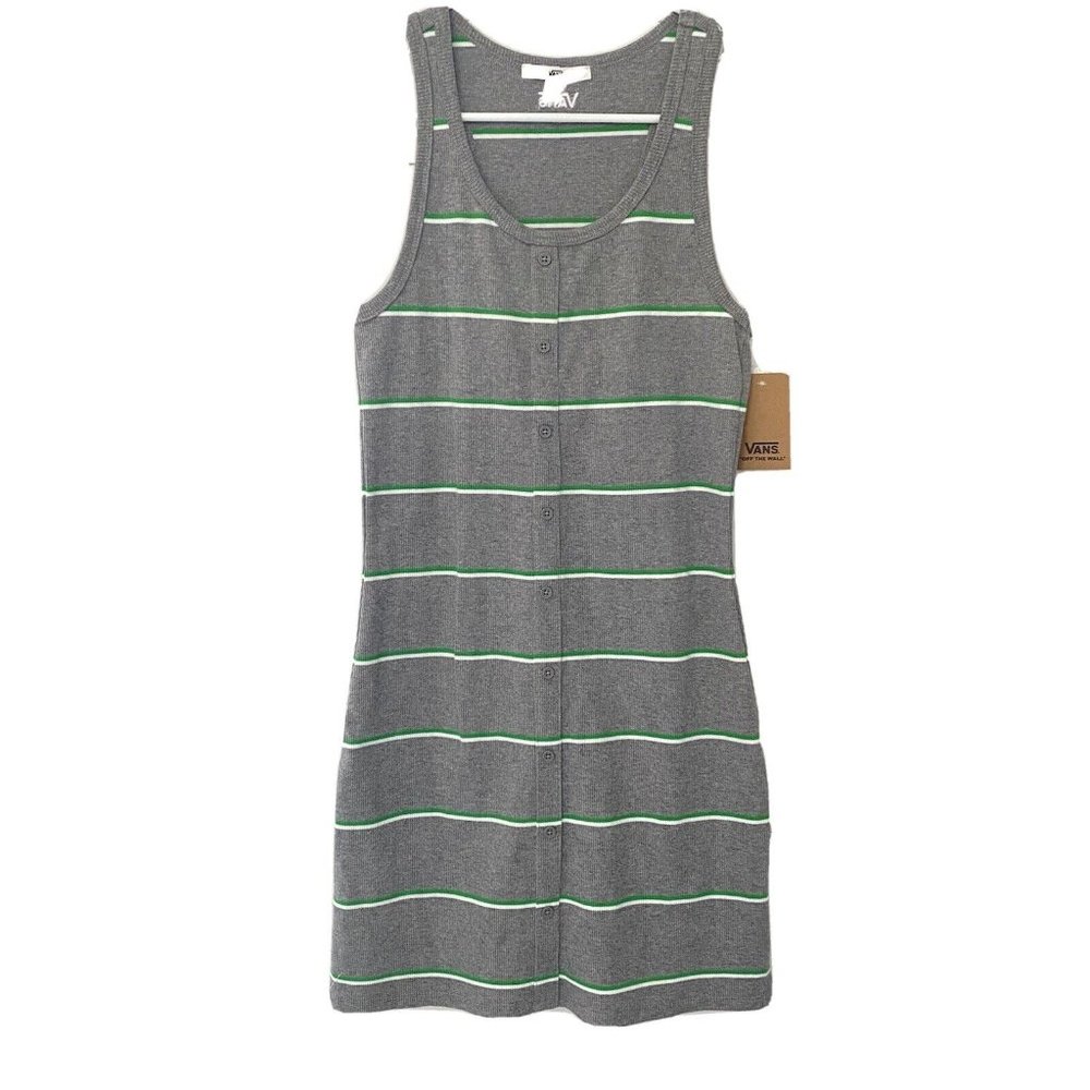 Vans Lineation Tank Dress Women's S Small Gray Green Grey New Ribbed